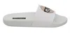 Dolce & Gabbana White Leather #dgfamily Slides Shoes Women's Sandals In White