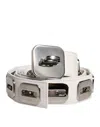 Dolce & Gabbana White Leather Gold Tone Rotating Buckle Women's Belt
