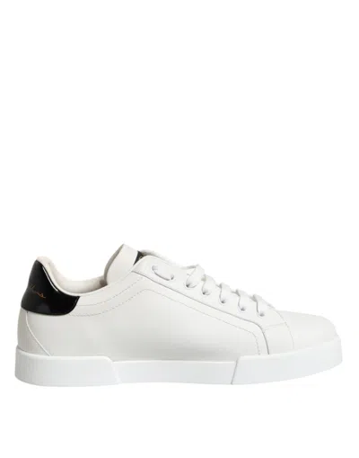 Dolce & Gabbana White Leather Lace Up Men Sneakers Shoes
