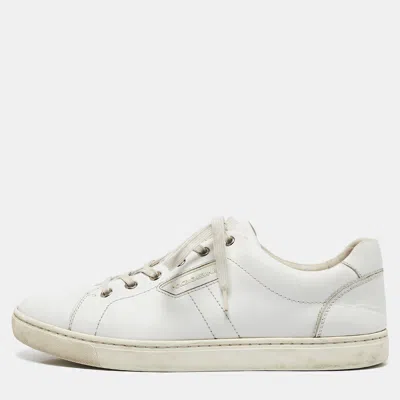 Pre-owned Dolce & Gabbana White Leather Lace Up Sneakers Size 41