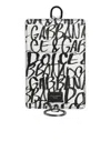 Dolce & Gabbana White Leather Lanyard Logo Print Card Holder Wallet In Black/white