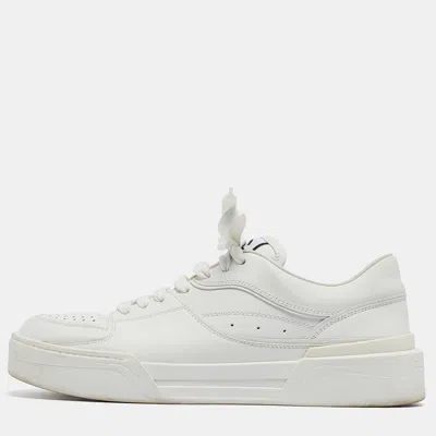 Pre-owned Dolce & Gabbana White Leather Low Top Trainers Size 42.5