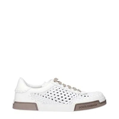 DOLCE & GABBANA WHITE LEATHER LOW TOPS