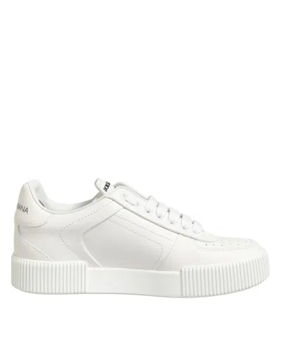 Dolce & Gabbana White Leather Miami Low Top Sneakers Women's Shoes