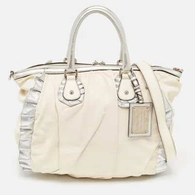 Pre-owned Dolce & Gabbana White Leather Miss Rouche Shoulder Bag