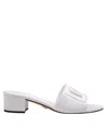 Dolce & Gabbana White Mules With Low Heel And Dg Millennials Detail In Smooth Leather Woman In White