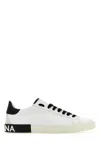 Dolce & Gabbana Portofino Leather Sneakers With Rubberized Logo Shoes In White