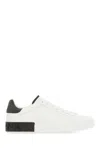 Dolce & Gabbana Men White Calf Leather Portofino Sneakers In Neutral