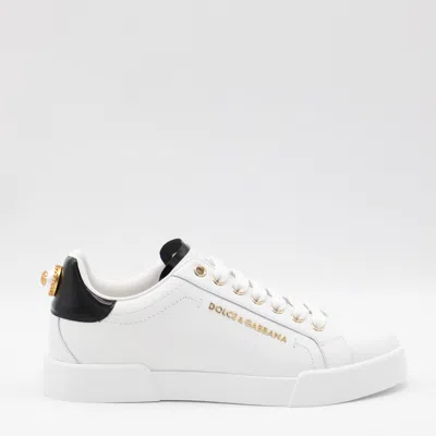 Dolce & Gabbana White Leather Portofino Sneakers