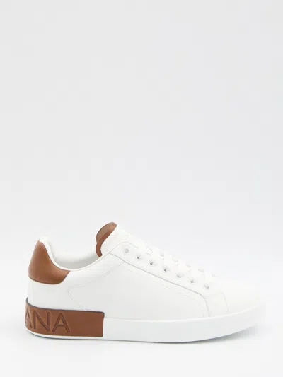 Dolce & Gabbana White Leather Portofino Sneakers
