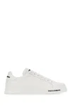 Dolce & Gabbana Leather Sneakers With Lateral Logo Patch In Bianco