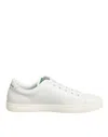 Dolce & Gabbana White Leather Rose Embroidery Low-top  Shoes In White