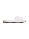 DOLCE & GABBANA WHITE LEATHER SLIDE WITH DG LOGO