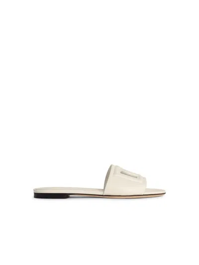 DOLCE & GABBANA DOLCE & GABBANA WHITE LEATHER SLIPPERS