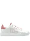 Dolce & Gabbana Portofino Low-top Leather Sneakers With Lateral Monogram In Pink