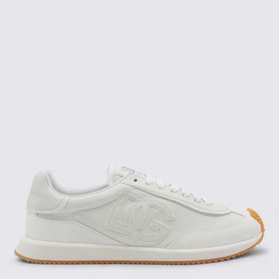Dolce & Gabbana Men White Low Top Sneakers With Logo Patch On Tongue And Side In Leather Man