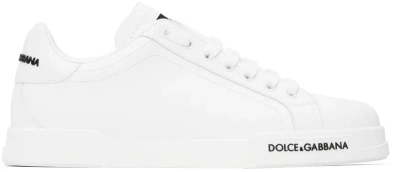 Dolce & Gabbana White Leather Sneakers In 80001 Bianco