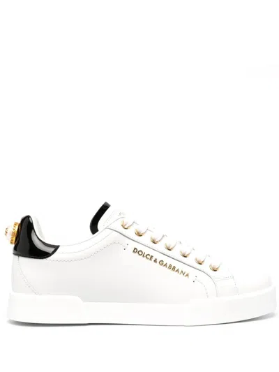 Dolce & Gabbana White Leather Sneakers