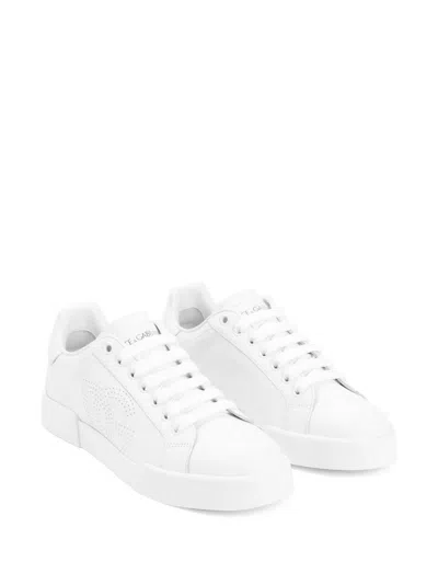 Dolce & Gabbana White Leather Sneakers