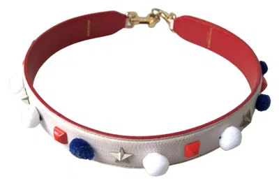 Dolce & Gabbana White Leather Studded Bag Shoulder Women's Strap In Multi