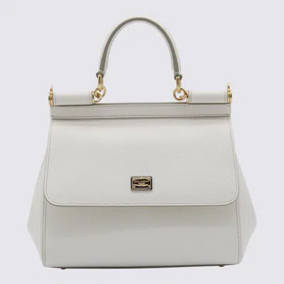 Dolce & Gabbana Medium Sicily Dauphine Leather Bag In Bianco