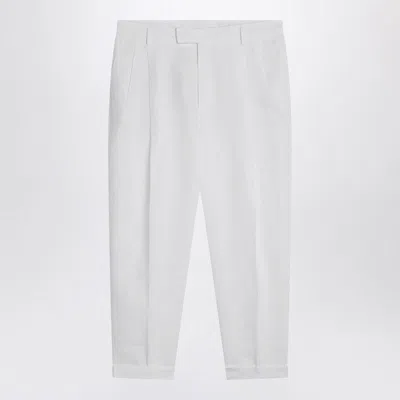 DOLCE & GABBANA DOLCE & GABBANA  WHITE LINEN-BLEND TROUSERS
