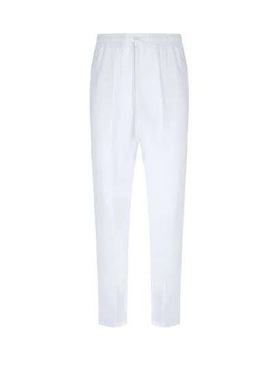 Dolce & Gabbana White Linen Drawstring Trousers