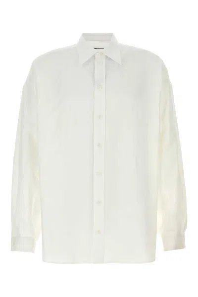 Dolce & Gabbana White Stretch Poplin Gold Shirt