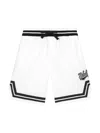 DOLCE & GABBANA WHITE LOGO APPLIQUÉ COTTON SHORTS