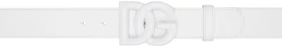 Dolce & Gabbana White Logo Belt In 80001 Bianco