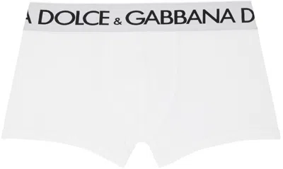 Dolce & Gabbana White Logo Boxers In Bianco Ottico