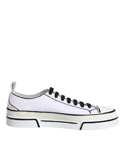 DOLCE & GABBANA DOLCE & GABBANA WHITE LOGO CANVAS LOW TOP MEN SNEAKERS MEN'S SHOES