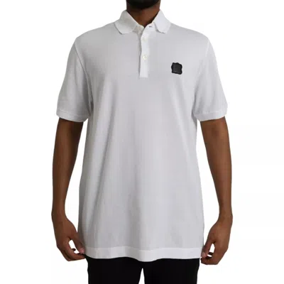 Pre-owned Dolce & Gabbana White Logo Collared Short Sleeve Men's T-shirt ()