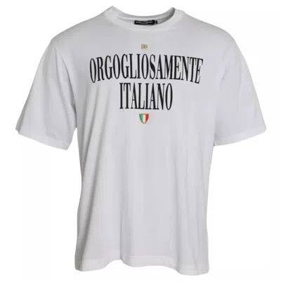 Pre-owned Dolce & Gabbana White Logo Cotton Round Neck Short Sleeves Men's T-shirt ()