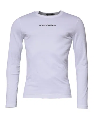 Pre-owned Dolce & Gabbana White Logo Crew Neck Cotton Pullover Men's Sweater ()