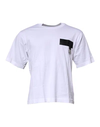 Pre-owned Dolce & Gabbana White Logo Crew Neck Short Sleeves Men's T-shirt ()