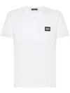 Dolce & Gabbana White Crewneck T-shirt With Logo Plate In Cotton Man In White