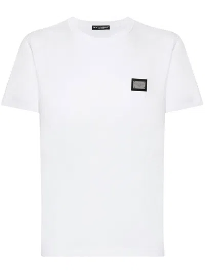 DOLCE & GABBANA WHITE LOGO DETAIL T-SHIRT