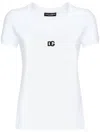 Dolce & Gabbana Logo-embroidered Cotton-blend T-shirt In White