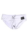 Dolce & Gabbana White Logo Drawstring Beachwear Brief Swimwear In White