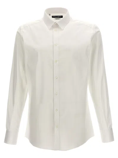 DOLCE & GABBANA WHITE LOGO EMBROIDERY SHIRT