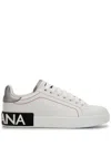 Dolce & Gabbana Women Portofino White Leather Sneakers With Logo In White