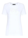 DOLCE & GABBANA WHITE LOGO PATCH ROUND NECK  T-SHIRT