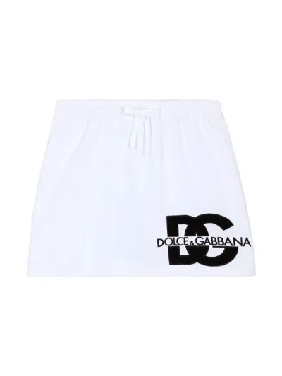 Dolce & Gabbana Kids' White Logo-print Cotton Skirt