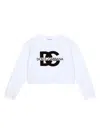 DOLCE & GABBANA WHITE LOGO PRINT CROPPED SWEATSHIRT