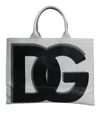 Dolce & Gabbana White Logo Print Dg Daily Calfskin Shopping Tote Bag