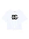 DOLCE & GABBANA WHITE LOGO PRINT KNOT T-SHIRT