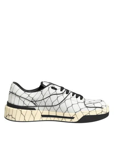 Dolce & Gabbana White Logo Print Low Top Men Sneakers Shoes In Multi