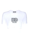 DOLCE & GABBANA WHITE LOGO PRINT ROUND NECK CROP  T-SHIRT