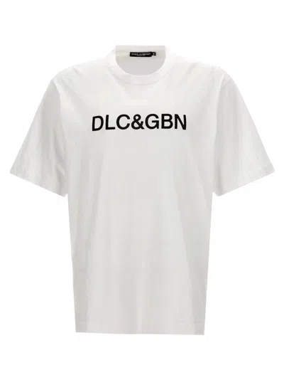 Dolce & Gabbana White Logo Print T-shirt In Multicolor